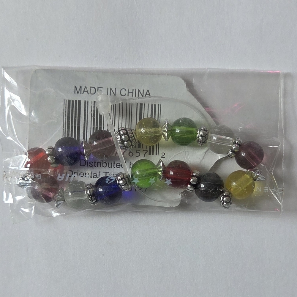 Rainbow Faith Glass Bracelets - Multi Color NIP